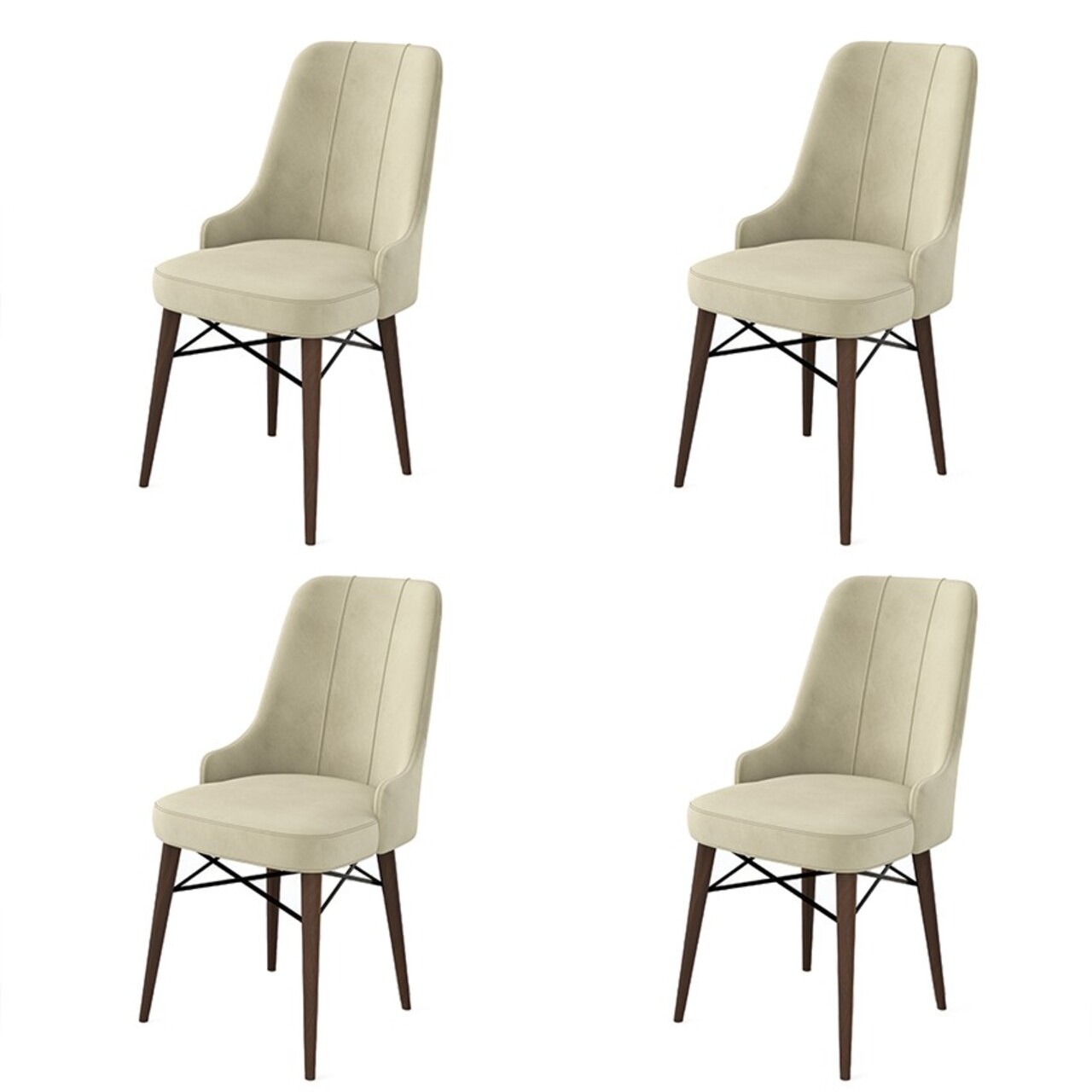 Set de scaune, Charlotte, Pare, Metal, Crem/Maro