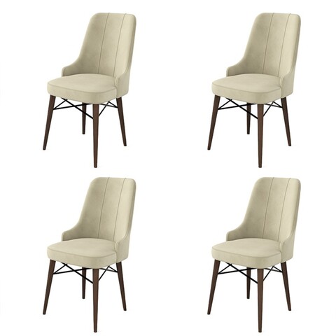 Set de scaune, Charlotte, Pare, Metal, Crem/Maro