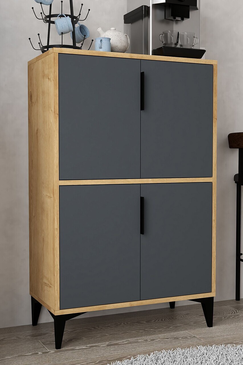 Dulap multifunctional, Hanah Home, Ada 1403, 72x114x36.5 cm, PAL, Stejar safir / Antracit — imaginea 4