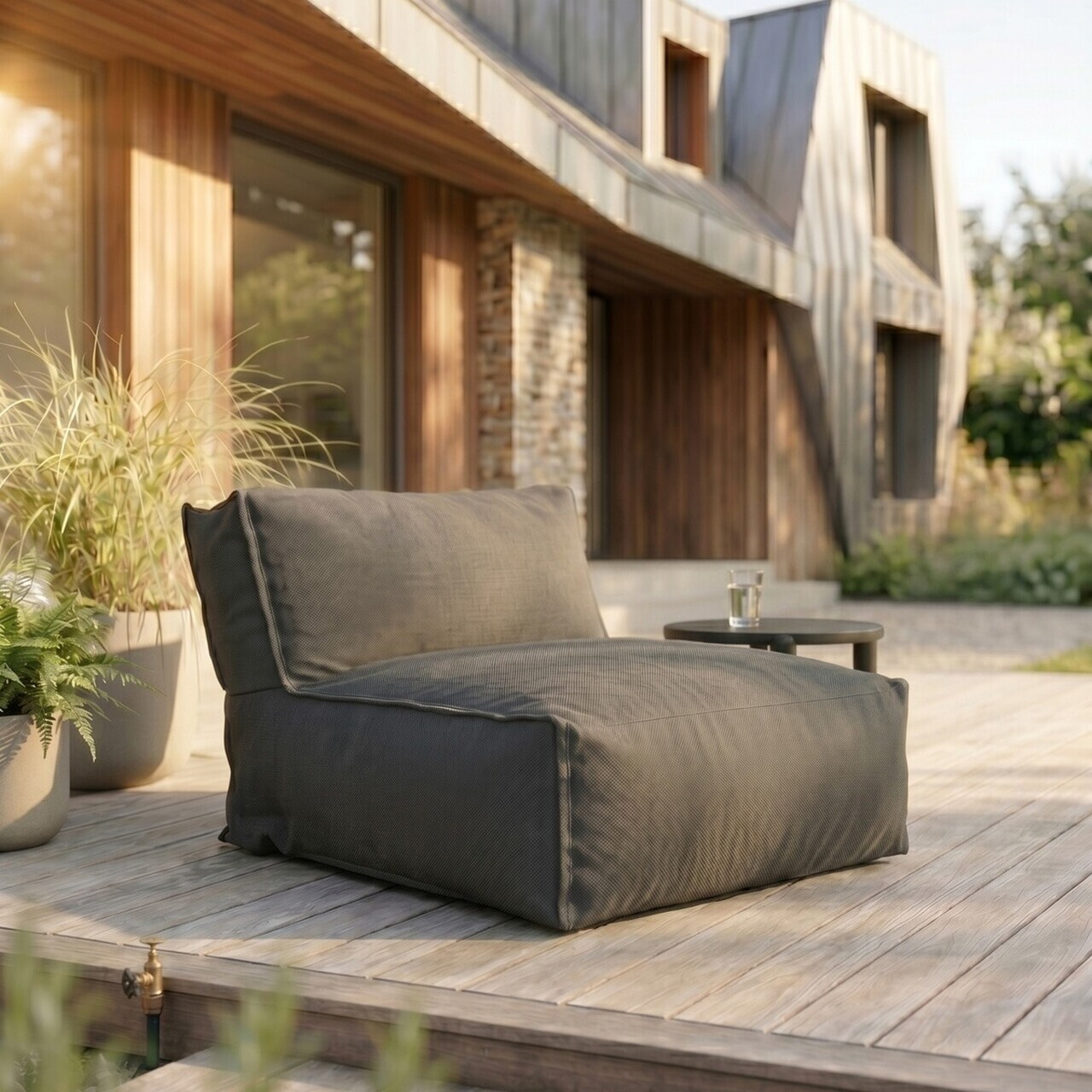 Fotoliu pentru exterior Bagsy, Homla, 95x95x80 cm, olefina/poliester, gri inchis - view 6