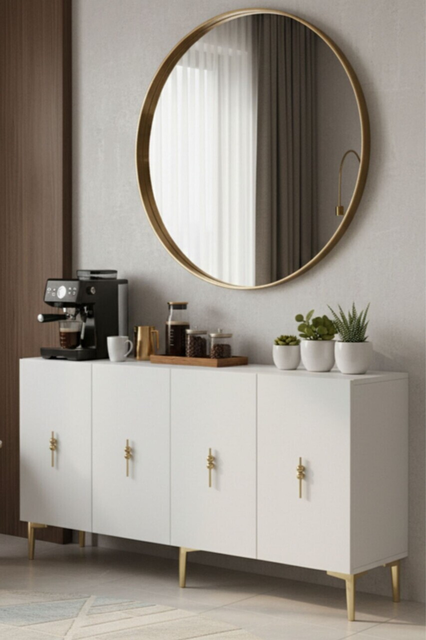 Consola, Hanah Home, Salkım 150, 125x75x32 cm, Alb/Auriu — imaginea 4