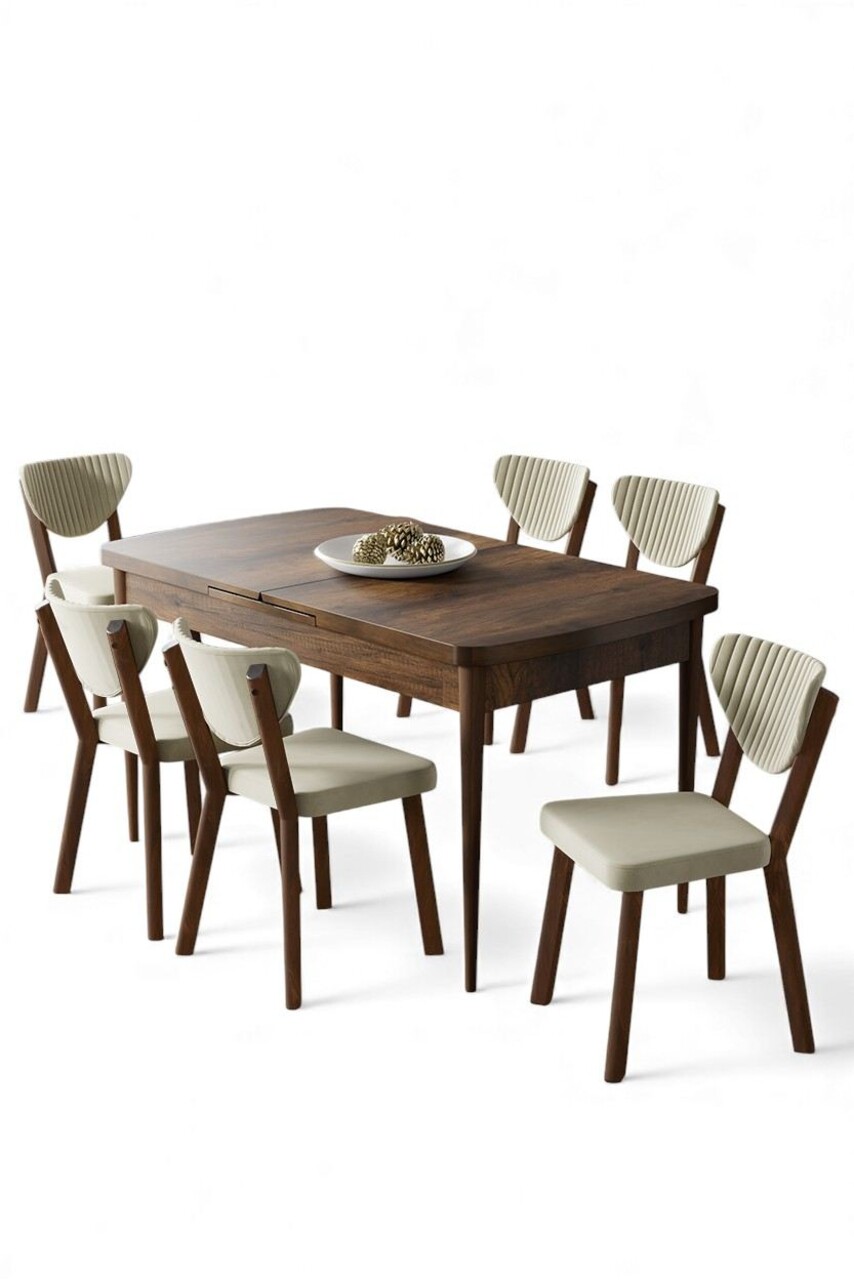 Set masa extensibila si scaune, Hanah Home, Exve, Baroc / Crem - view 2