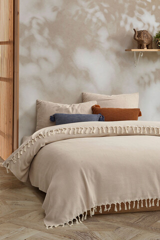 Cuvertura matlasata dubla, ermes - beige, viaden, 70% bumbac/30% poliester