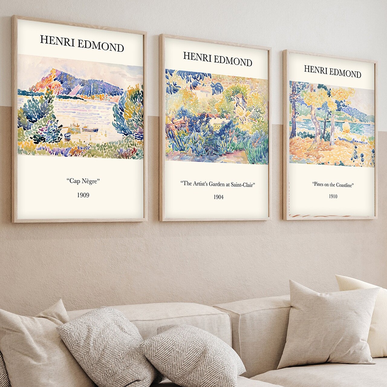 Set 3 tablouri decorative Huhu266 Cadru: 100% LEMN MASIV (Grosime: 2 cm) Multicolor