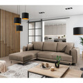Coltar extensibil stanga 4 locuri ELTAP, LT-20NU, Dalia, 289x190x95 cm, lemn/poliester, maro deschis