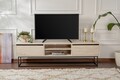Comoda TV, Kalune Design, Escape 180 -Black, Travertin, Travertin / Negru