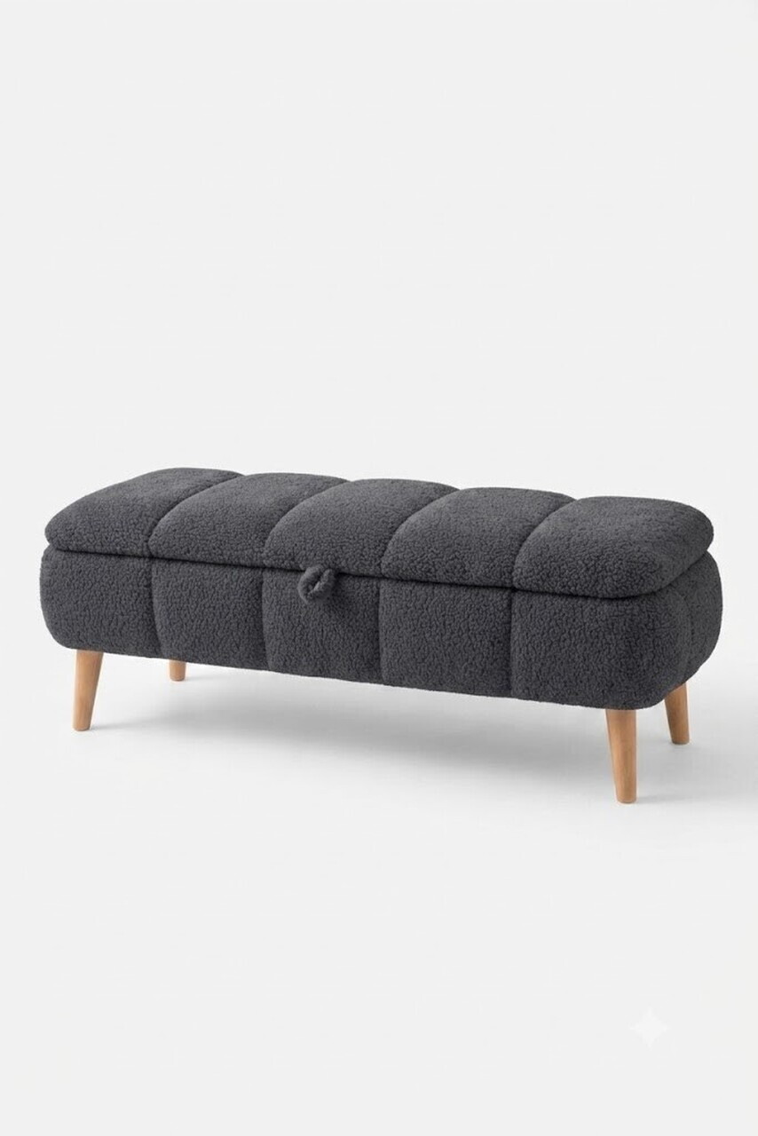 Banca, Hanah Home, Sara, 90x45x35 cm, Antracit — imaginea 3