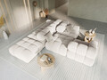 Canapea modulara 4 locuri cotiera dreapta, Bellis-51, Micadoni Home, 282x94x70 cm, catifea, bej inchis