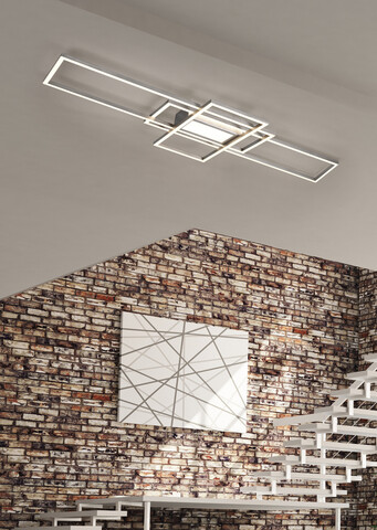 Plafoniera Irvine, TRIO, 105x42x6.5 cm, 60W, 1x SMD, metal, argintiu mat