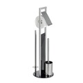 Suport pentru hartie igienica si perie toaleta Ravina, Wenko, 20x70 cm, inox, argintiu mat