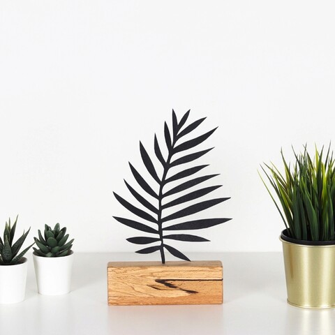 Decoratiune, palm leaf, 17x27x3.5 cm, metal, negru