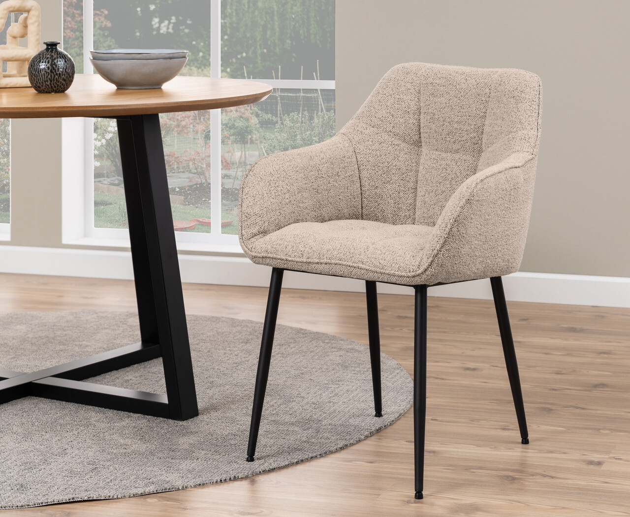 Scaun Brenda, Actona, 59x54.5x84.5 cm, tesatura Boucle/otel, bej - view 3