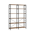 Biblioteca cu 6 rafturi, Vasagle, Industrial, 120x30x172.5 cm. PAL/otel, maro