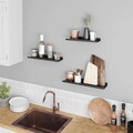 Set 3 rafturi de perete Industrial, Songmics, 40x11x2.5 cm, otel, negru