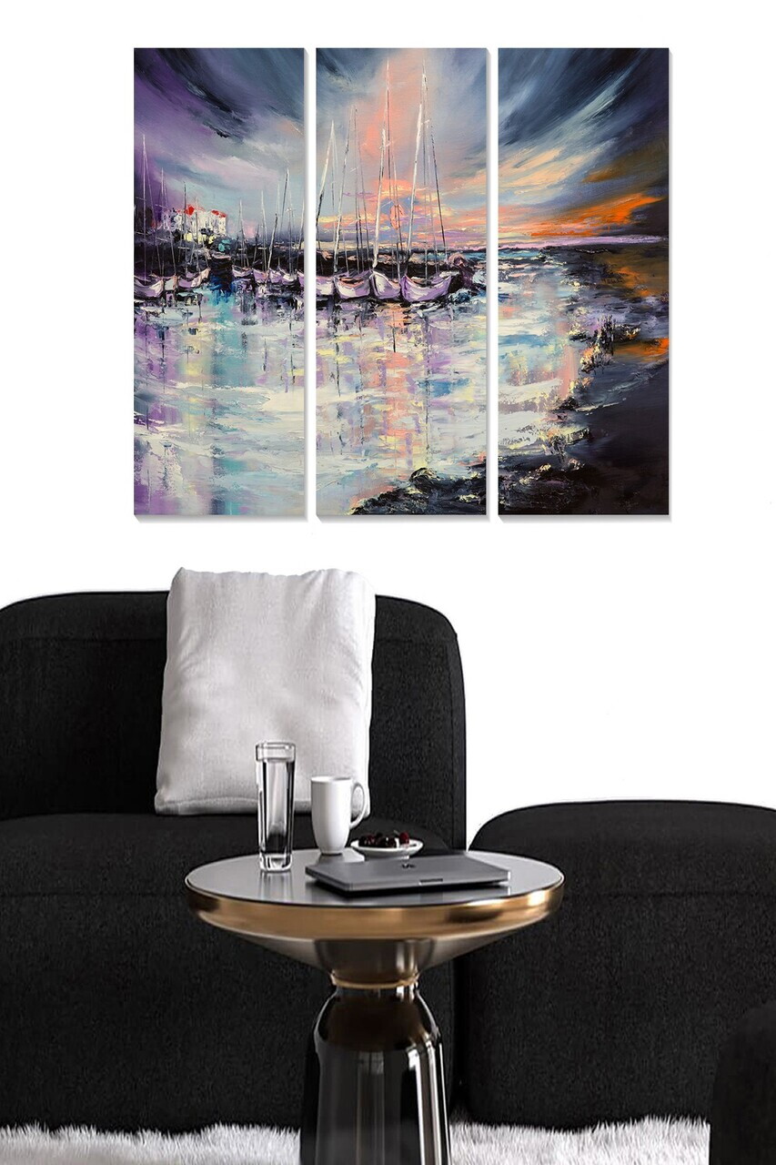 Tablou decorativ MDF, MDF431251183, 20 x 50 cm, 3 piese, Multicolor
