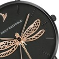 Ceas pentru dama, Emily Westwood, Black Gold Dragonfly, piele naturala/inox, negru/auriu