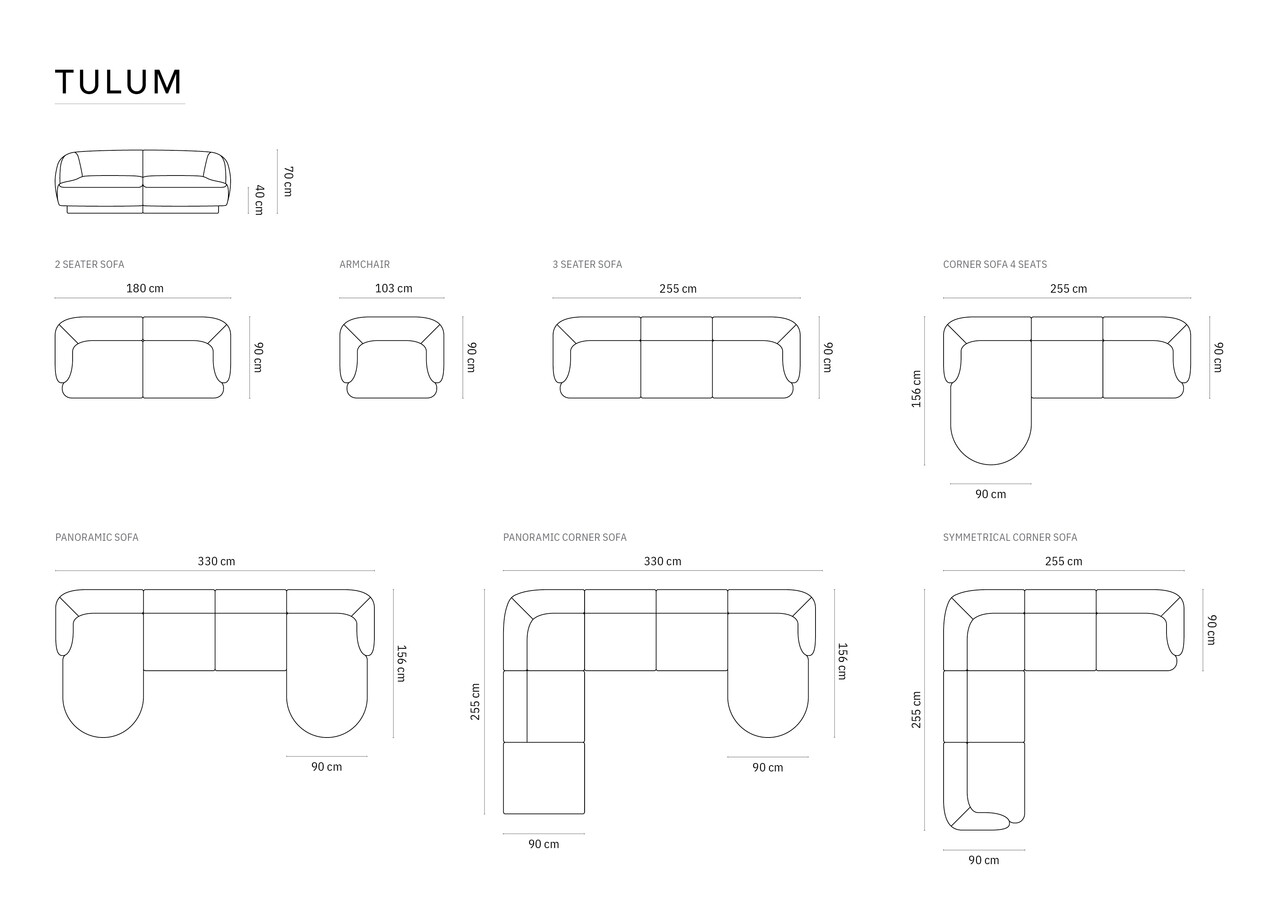 Coltar dreapta 4 locuri, Tulum, Cosmopolitan Design, 255x156x70 cm, catifea, verde - 2 | YEO
