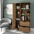 Dulap multifunctional ELTAP, Entsian, 100x60x192 cm, PAL/ABS/sticla, stejar