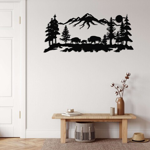 Decoratiune de perete, 5328, Metal, Dimensiuni: 117 x 51 cm, Negru