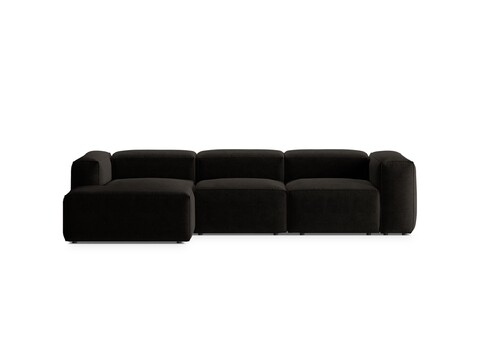 Coltar stanga 3 locuri, Bergamo, Cosmopolitan Design, 304x152x70 cm, tesatura structurata, negru