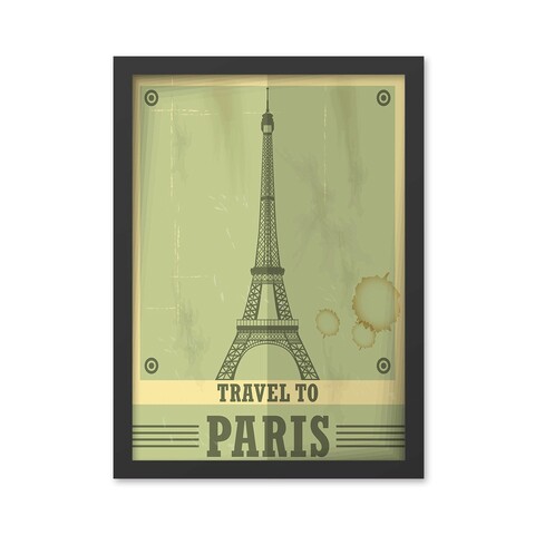 Tablou decorativ, Travel To Paris (40 x 55), MDF , Polistiren, Verde
