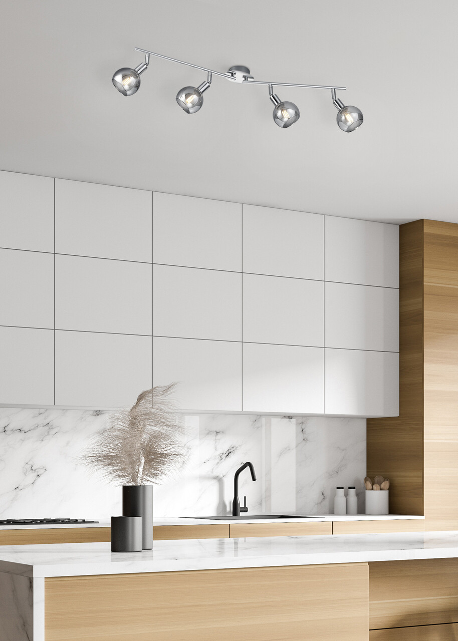 Plafoniera Brest, RL, 85x9x20.5 cm, 28W, 4x E14, metal, argintiu - 1 | YEO
