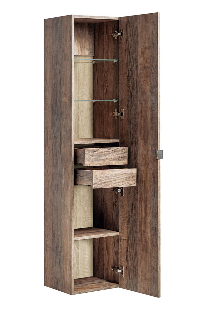 Dulap inalt cu 1 usa si 2 sertare, cu fixare pe perete, Santa Fe Oak, Comad, 35x33x160 cm, PAL laminat, stejar santa fe vintage — imaginea 3