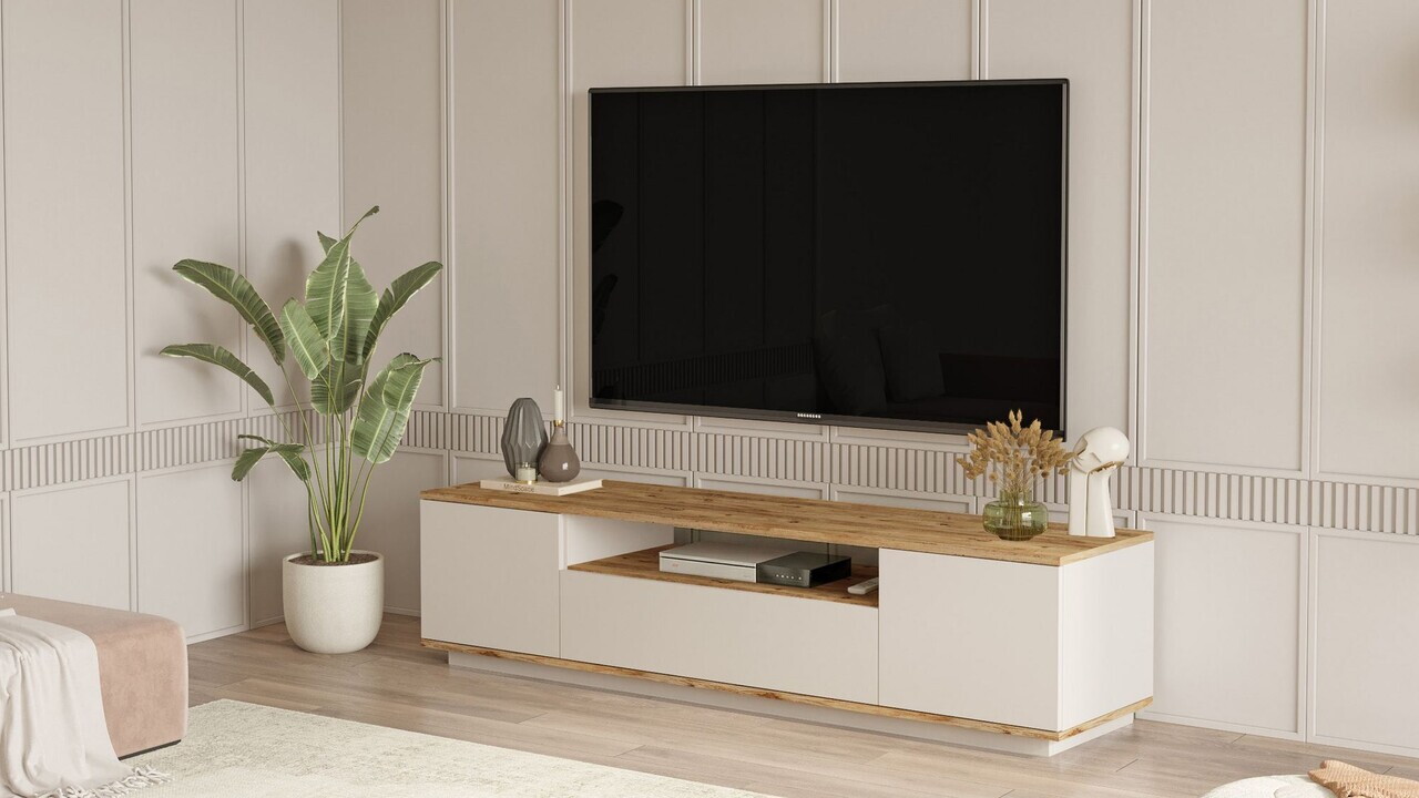 Comoda TV, Hanah Home, Ave7-Aka, 180x44.6x44.5 cm, PAL, Pin Atlantic / Cașmir — imaginea 3