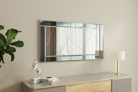 Oglinda decorativa, Siam, Pierre, 60x120x2.2 cm, MDF , Fume / Alb