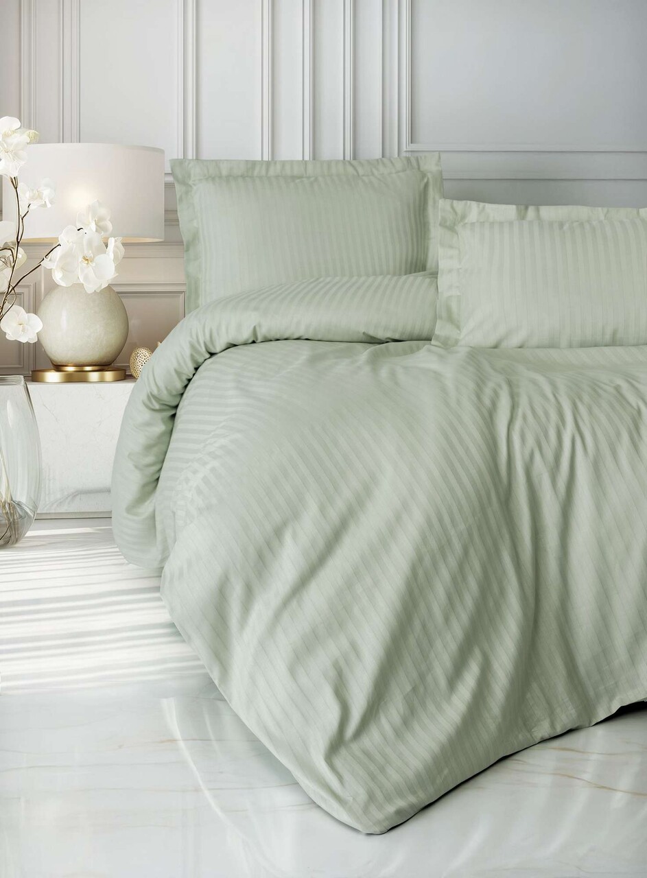 Lenjerie de pat pentru o persoana (DE) L'essentiel Maison Stripe Salvie