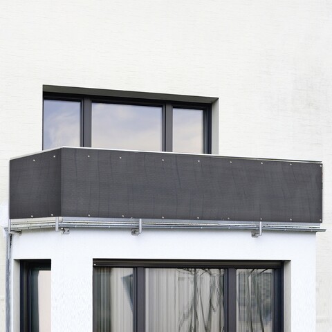 Folie paravan pentru balcon si gradina Anthrazit Uni, Maximex, 500x85 cm, PVC/poliamida, antracit/negru
