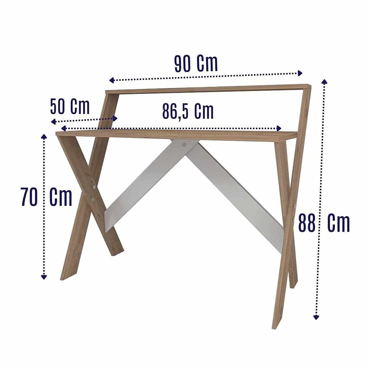 Birou, Hanah Home, X, 90x88x50 cm, Maro — imaginea 7