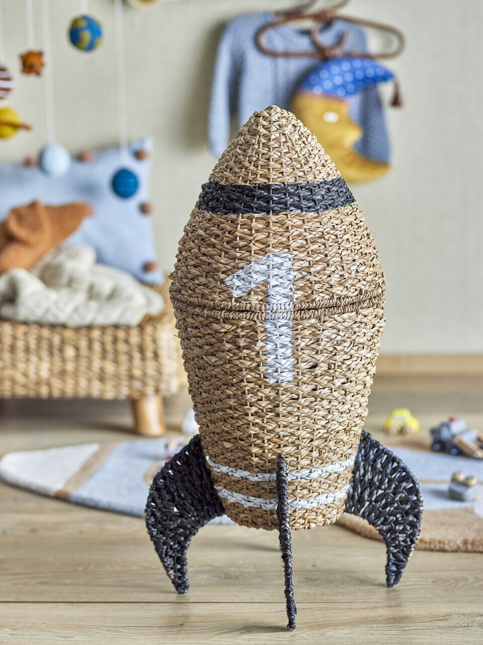 Cos cu capac, Bloomingville, Cosmina, 40x68.5 cm, iarba de mare impletita, natural - imagine 5