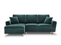 Coltar extensibil stanga 4 locuri, Moghan, Micadoni Home, GL, 241x145x88 cm, catifea, albastru petrol