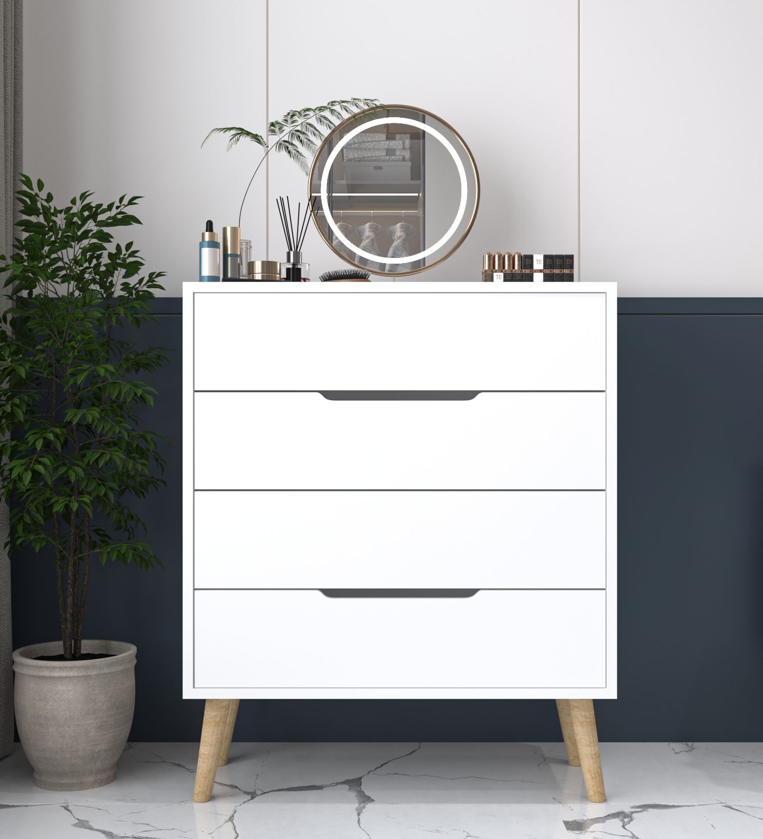 Dulap, Hanah Home, Flora, 78x95x45 cm, PAL, Alb