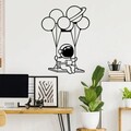 Decoratiune de perete, Astronaut 1, Metal, Dimensiune: 44 x 70 cm, Negru