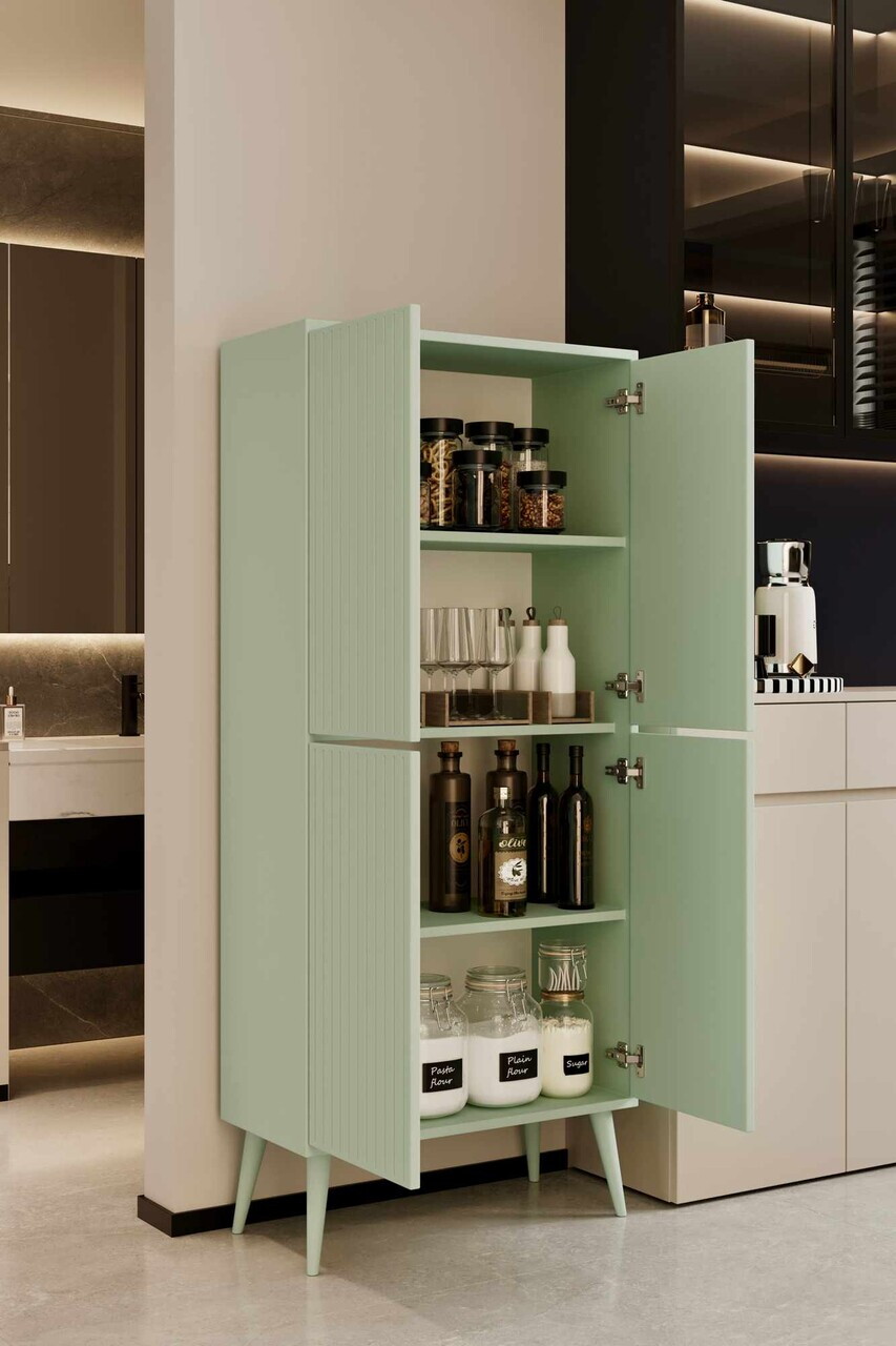 Dulap pentru bucatarie, Hanah Home, Capella, 69x158x32 cm, MDF, Verde menta - view 3