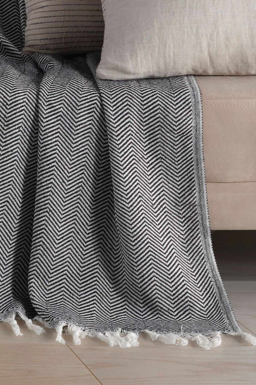 Cuvertura de pat, L'essentiel Maison, 2M, Bumbac, Negru — imaginea 2