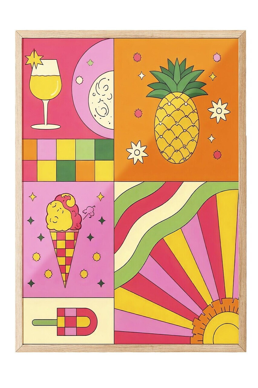 Tablou decorativ, 109754, Lemn masiv, Sticla PVC, Multicolor — imaginea 2