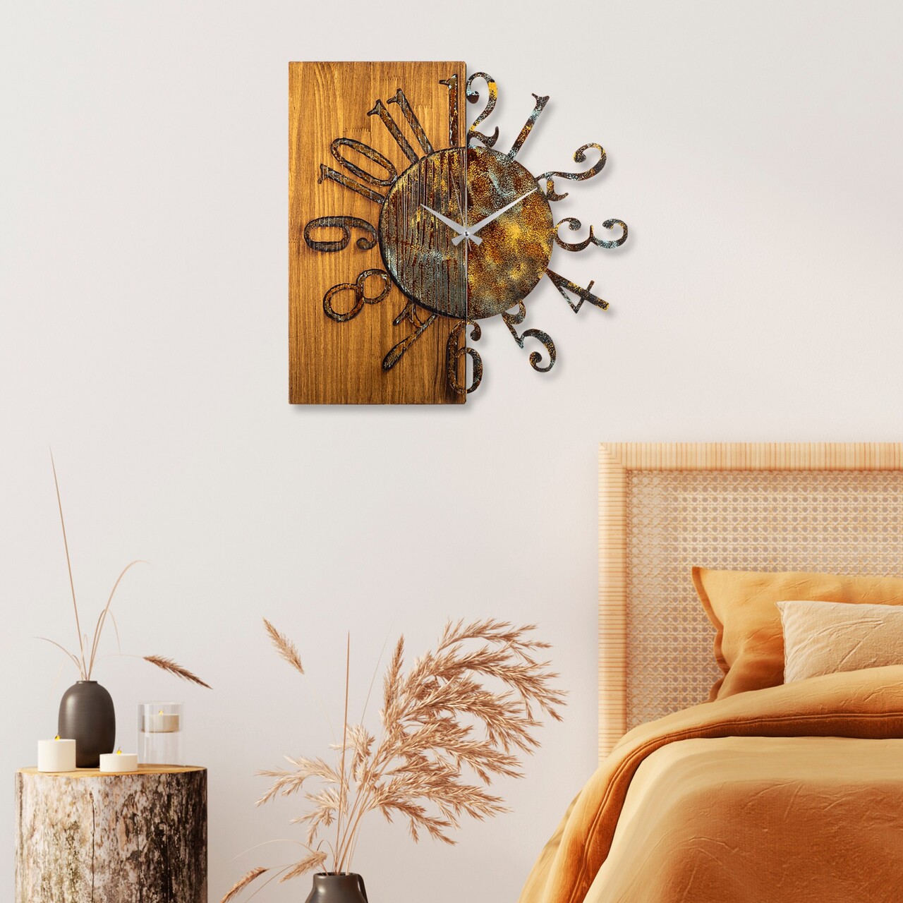 Ceas de perete, Wooden Clock 7-A, Lățime: 58 cm Înălțime: 58 cm Adâncime: 3 cm, Multicolor - view 2