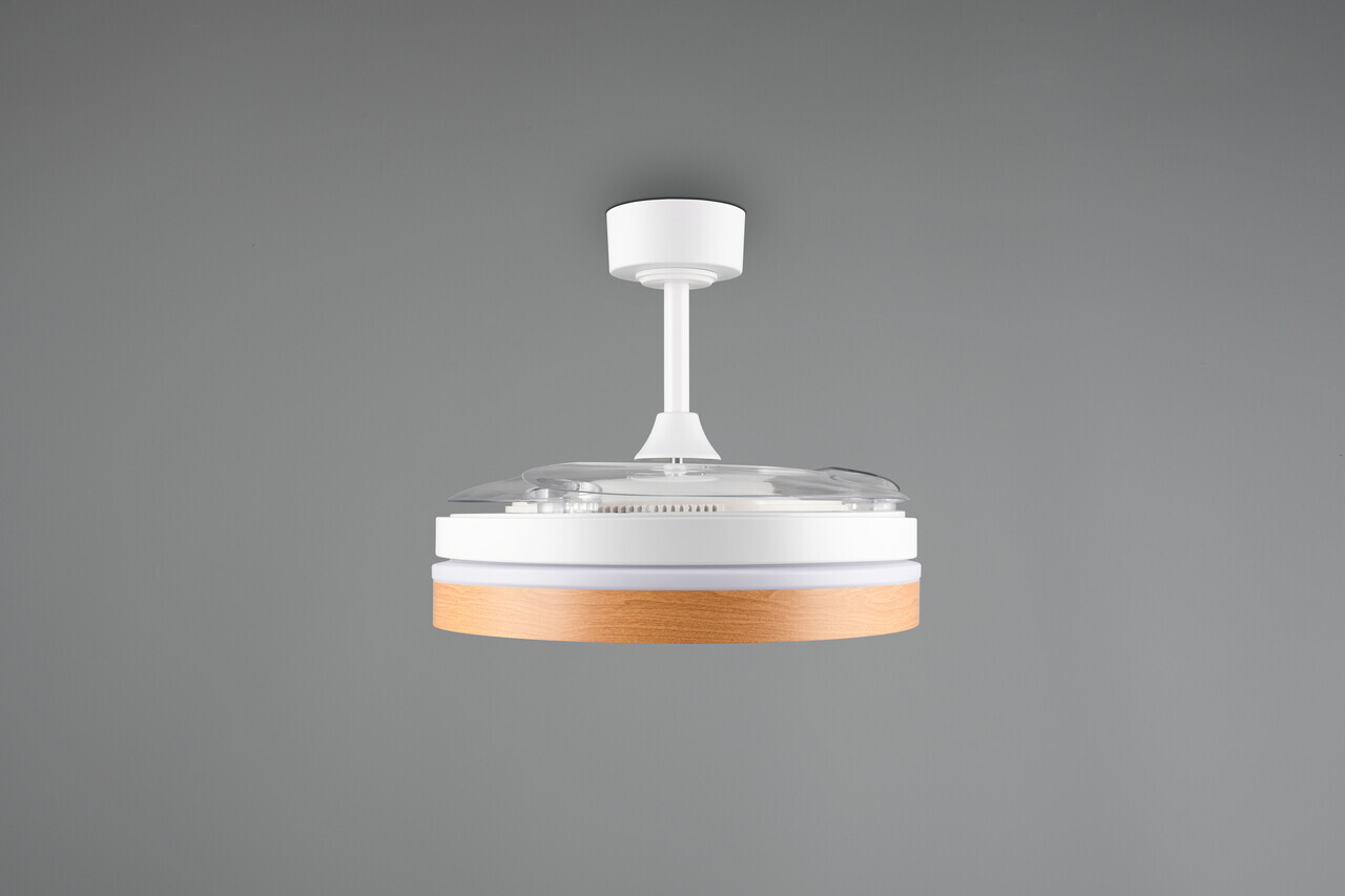 Plafoniera cu ventilator Volda, RL, 38x30.5 cm, 30W, 1x SMD, plastic/metal, alb/natur — imaginea 6