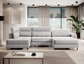 Coltar extensibil dreapta 4 locuri ELTAP, RT-03AUB, Berrto, 306x165x100 cm, lemn/poliester, gri deschis
