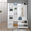 Dulap cu pantofar, cuier si oglinda DD5-W, Locelso, 140x36.8x181.8 cm, PAL, alb
