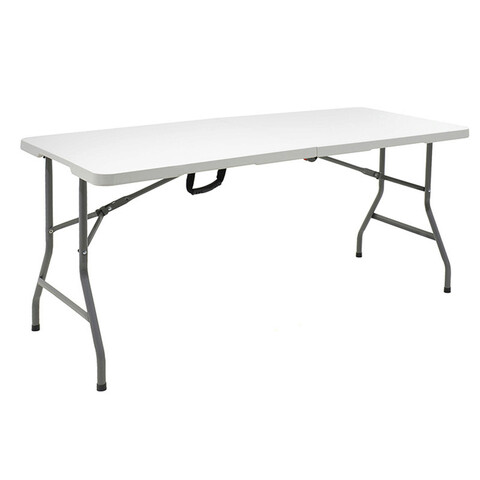 Masa pliabila pentru picnic si gradina Rodeo, Pakoworld, 240x76x74 cm, polietilena HDPE/metal, alb/gri