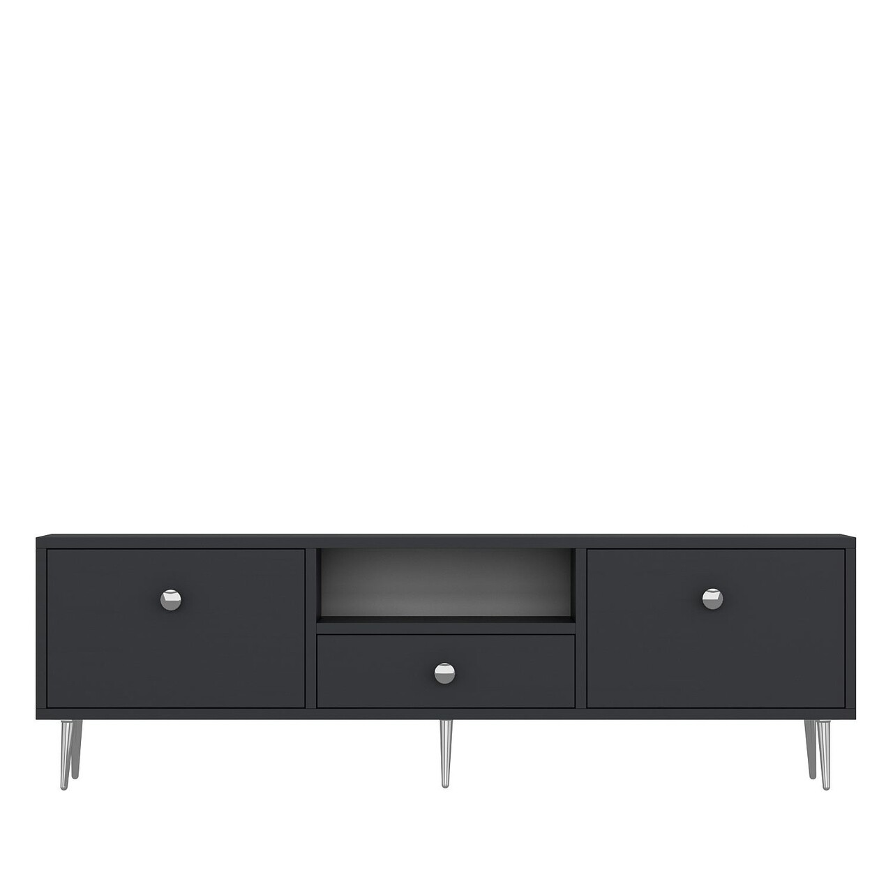 Comoda TV, Hanah Home, 1307-DROP-1, 140x45x30 cm, PAL , Antracit / Argintiu - view 3