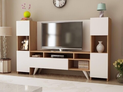 Comoda TV ONR92, Gauge Concept, 180x30x120 cm, PAL, tec/alb 180x30x120