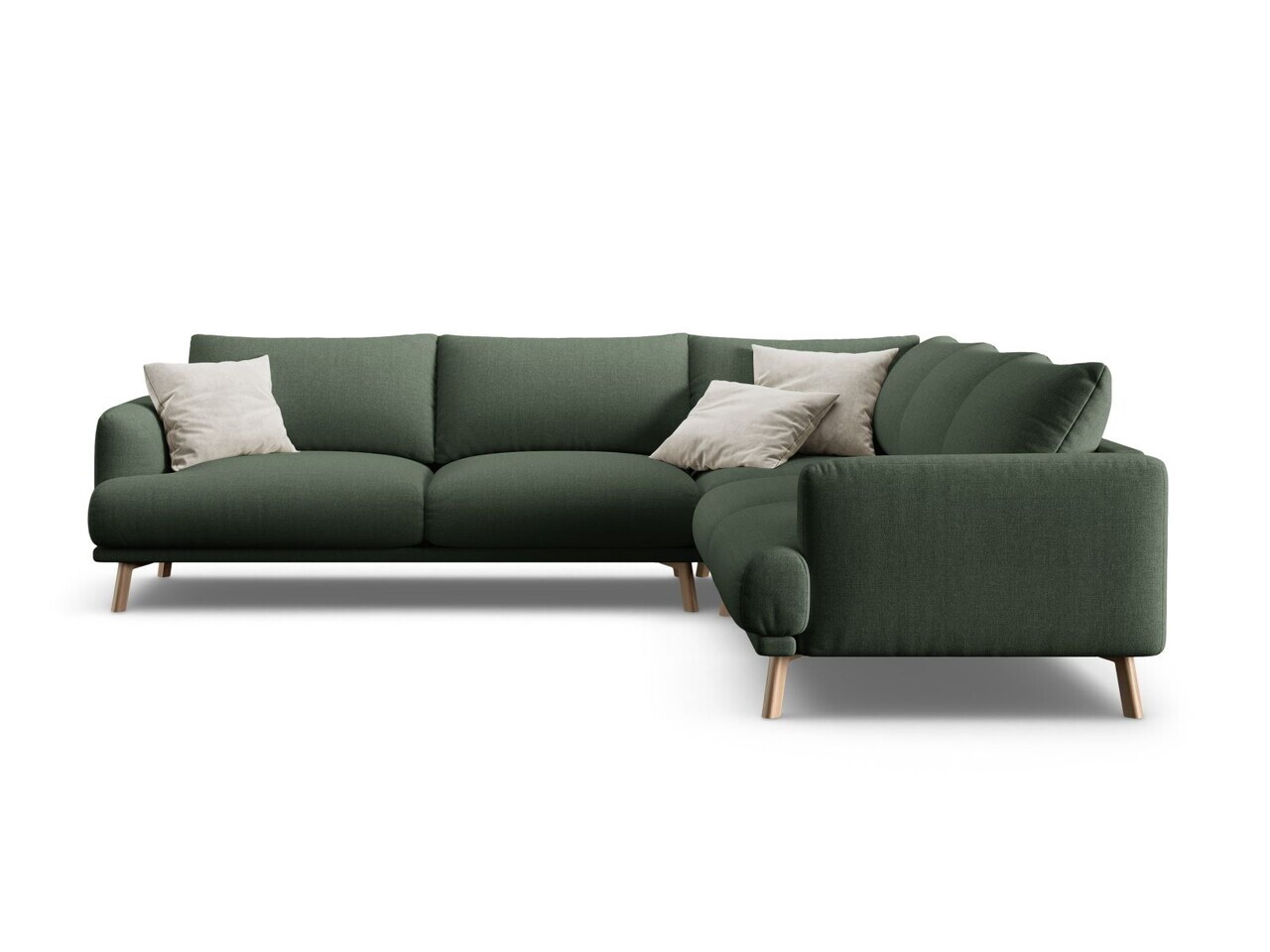 Coltar simetric 5 locuri, Naomi, Micadoni Home, 280x280x75 cm, tesatura structurata, verde muschi