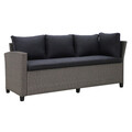 Set coltar de gradina/terasa 3 piese, cu spatiu de depozitare Baxter, 179x67x73 cm/ 145x74x67 cm, otel/poliester, gri/negru
