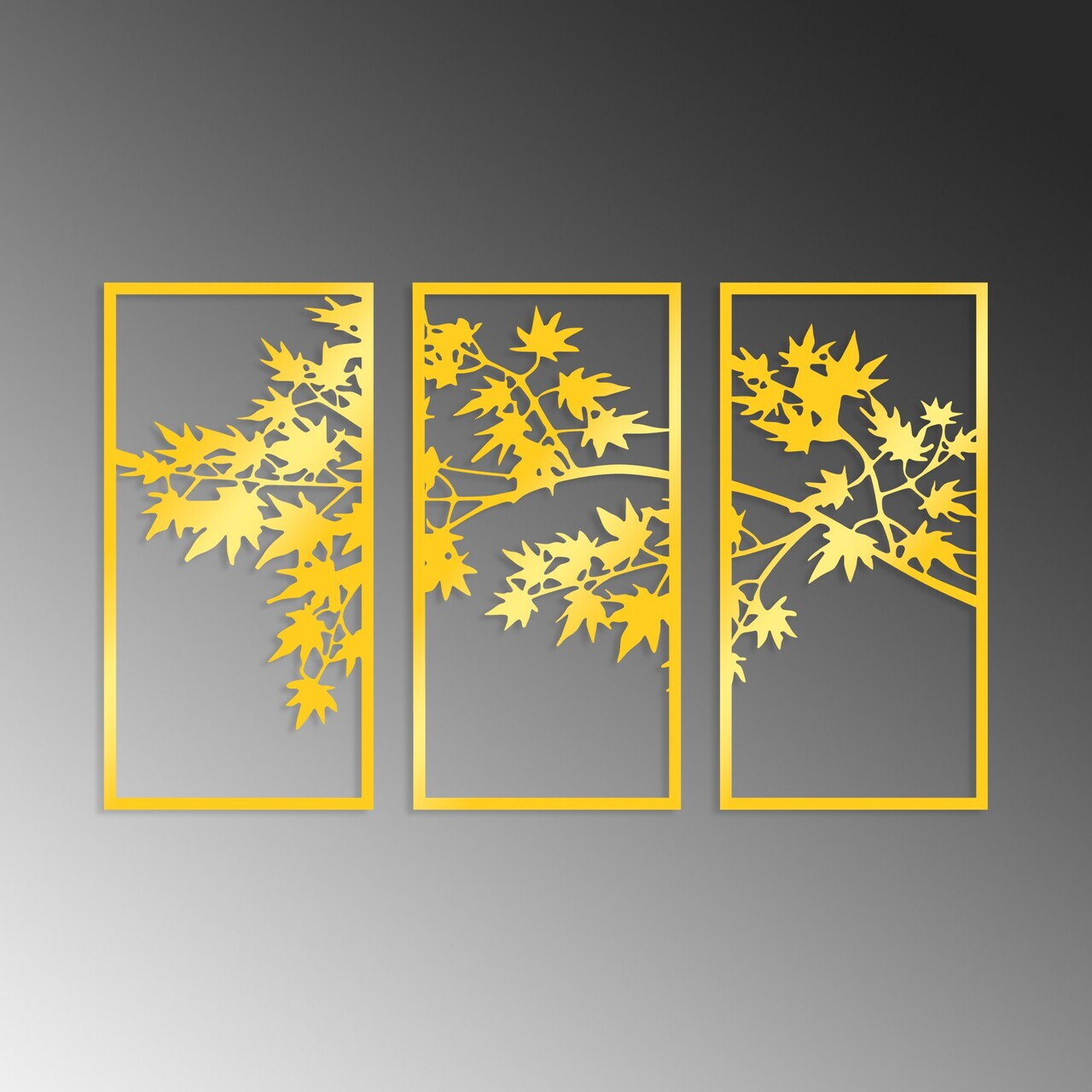 Decoratiune de perete, Golden Triple Tree 3, 34 x 67 cm, 3 piese, Auriu — imaginea 5