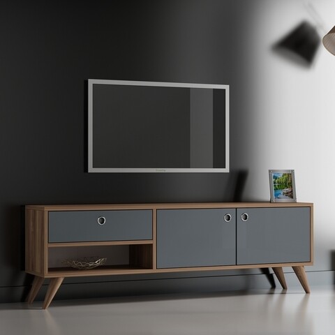 Comoda tv celesse, gauge concept, 150x30x48 cm, pal, aluna/antracit